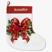 Festivals Red and Gold Weihnachtsbow Großer Weihnachtsstrumpf (Vorderseite)