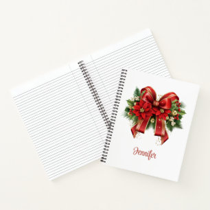 Festivals Red and Gold Weihnachtsbow Notizblock