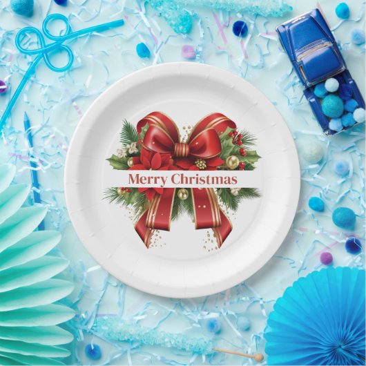 Festivals Red and Gold Weihnachtsbow Pappteller (Party)