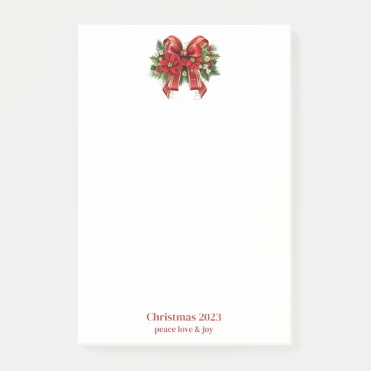 Festivals Red and Gold Weihnachtsbow Post-it Klebezettel (Vorderseite)