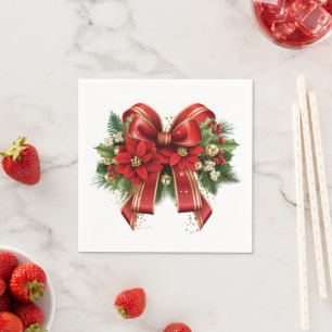 Festivals Red and Gold Weihnachtsbow Serviette