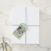 Festivals Red Bow Border -1 Foto Sage Green Geschenkanhänger (Mit Garn)