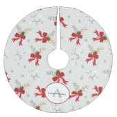 Festivals Red Bows Weihnachtsfamilie Monogram Polyester Weihnachtsbaumdecke (Vorderseite)