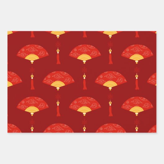 Festivals Red & Gold Chinesische Neujahrssymbole Geschenkpapier Set (Vorderseite 2)