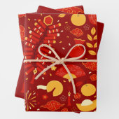 Festivals Red & Gold Chinesische Neujahrssymbole Geschenkpapier Set (Beispiel)