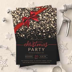 Festivals Red Gold Winter Shiny Stars Company Xmas Einladung