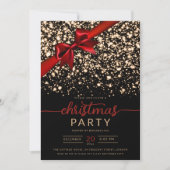Festivals Red Gold Winter Shiny Stars Company Xmas Einladung (Vorderseite)
