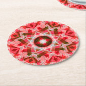 Festivals Red Green Geometric Cosy Christmas Star Runder Pappuntersetzer (Angewinkelt)