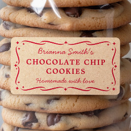 Festivals Red Kraft Look Küche Backen Kochen Adressaufkleber