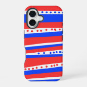 Festivals Red White Circles Streifen iPhone 16 Hülle (Rückseite)