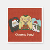 Festivals Red Wool Ugly Sweater Weihnachts-Party Serviette (Vorderseite)