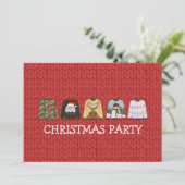 Festivals Red Wool Ugly Weihnachts Sweater Party I Einladung (Stehend Vorderseite)