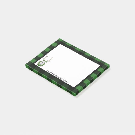 Festivals Reindeer Buffalo Kariert Personalisiert Post-it Klebezettel (angewinkelt)