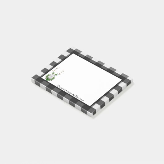 Festivals Reindeer Buffalo Kariert Personalisiert Post-it Klebezettel (angewinkelt)