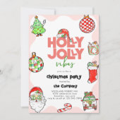 Festivals Retro Holly Jolly Vibes Weihnachts-Party Einladung (Vorderseite)