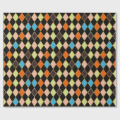 Festivals Retro Orange Black Diamond Muster Geschenkpapier (Flach)