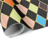 Festivals Retro Orange Black Diamond Muster Geschenkpapier (Rolleneckpunkt)