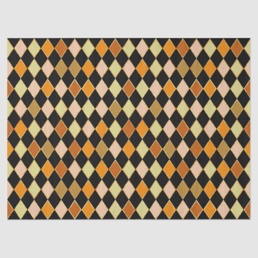 Festivals Retro Orange Black Diamond Muster Seidenpapier (Vorderseite)