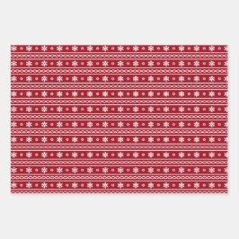 Festivals Retro Red White Weihnachtsmuster Geschenkpapier Set