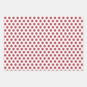 Festivals Retro Rot auf weißem Weihnachtsmuster Geschenkpapier Set (Vorderseite 3)