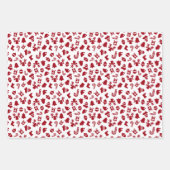 Festivals Retro Rot auf weißem Weihnachtsmuster Geschenkpapier Set (Vorderseite 2)