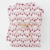 Festivals Retro Rot auf weißem Weihnachtsmuster Geschenkpapier Set (Beispiel)