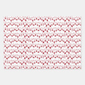 Festivals Retro Rot auf weißem Weihnachtsmuster Geschenkpapier Set (Vorderseite)