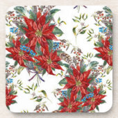 Festivals Rich Red Poinsettia Blume Untersetzer (Vorderseite)