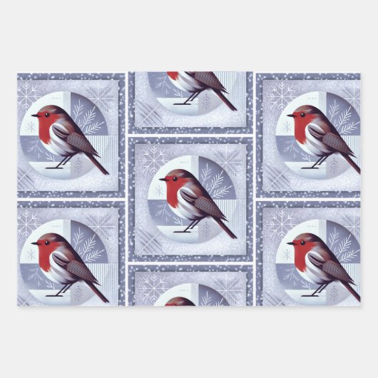 Festivals Robin Christmas Design Multiack Geschenkpapier Set (Vorderseite 2)