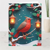Festivals Robin über Weihnachten am Holly Branch Karte (Vorderseite)
