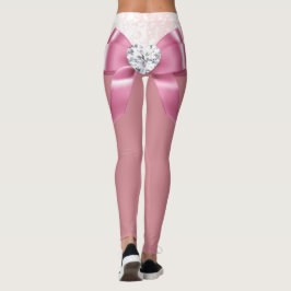 Festivals Rosa Glitzer Herz Schneeflocken Ritter Leggings