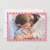 Festivals Rosa Orange Checkerboard Border 2 Foto Feiertagskarte (Rückseite)