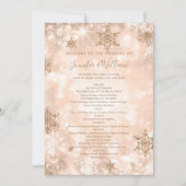 Festivals Rose Gold Winter Wedding Menü Programm (Vorderseite)