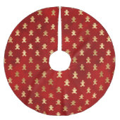Festivals Rot und Gold Foil Winter Lebkuchen Mann Polyester Weihnachtsbaumdecke (Vorderseite)