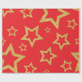 Festivals Rot und Gold Star Geschenkpapier (Flach)
