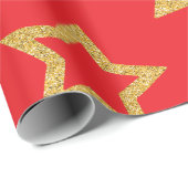 Festivals Rot und Gold Star Geschenkpapier (Rolleneckpunkt)
