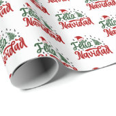 Festivals Rot und Grün Feliz Navidad Geschenkpapier (Rolleneckpunkt)
