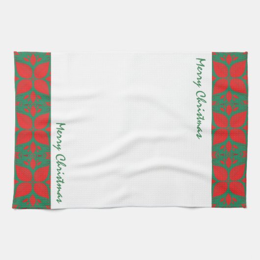 Festivals Rot und Grün Moderne Blüten Geschirrtuch (Horizontal)