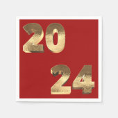 Festivals Rot und Imitate Gold Happy New Year 2024 Serviette (Vorderseite)