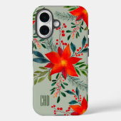Festivals Rote Poinsettia Weihnachtsblumenmonogram Case-Mate iPhone Hülle (Rückseite)