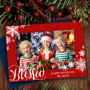 Festivals Rote Schneeflocken Modernes Script Einfa Feiertagskarte