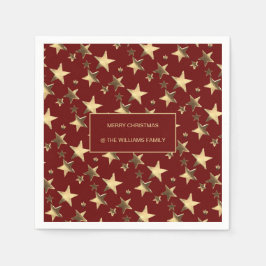 Festivals Rote und Gold Weihnachtsstars Name hinzu Serviette