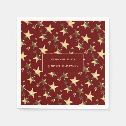 Festivals Rote und Gold Weihnachtsstars Name hinzu Serviette (Vorderseite)