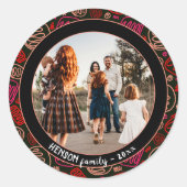 Festivals Rotes Weihnachtsfest in einer Reihe Weih Runder Aufkleber (Vorderseite)