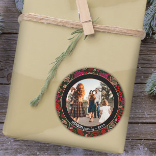 Festivals Rotes Weihnachtsfest in einer Reihe Weih Runder Aufkleber