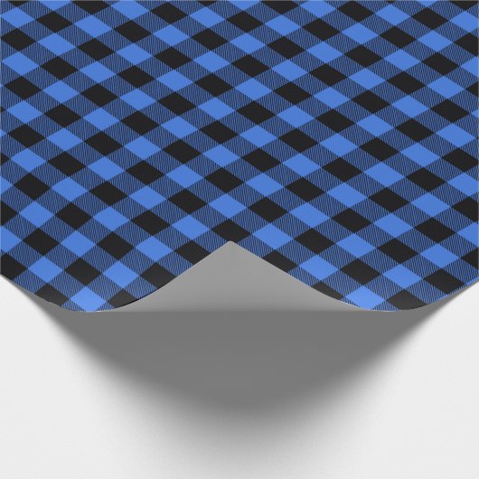 Festivals Rustikal Blue Black Buffalo Kariert Geschenkpapier (Ecke)