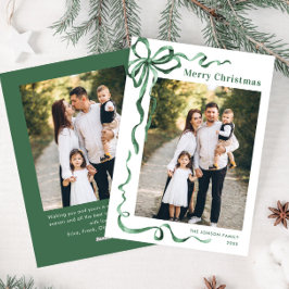 Festivals Sage Green Christmas Bow Ribbon 2 Foto Feiertagskarte