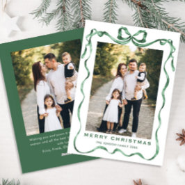 Festivals Sage Green Christmas Bow Ribbon 2 Foto Feiertagskarte
