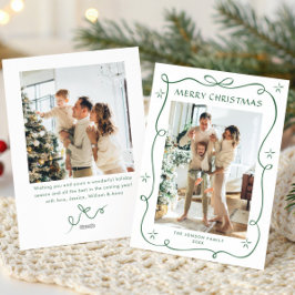 Festivals Sage Green Christmas Bow Ribbon 2 Foto Feiertagskarte