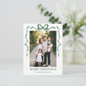 Festivals Sage Green Christmas Bow Ribbon 2 Foto Postkarte (Stehend Vorderseite)